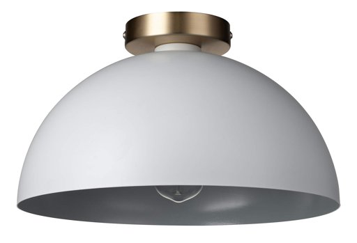 Amazon Brand – Rivet Single-Light Flush-Mount Ceiling Light with Metal Shade, 7"H, White and Brass