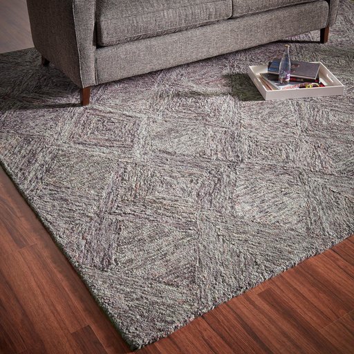 Amazon Brand – Rivet Motion Modern Patterned Wool Area Rug, 8' x 10' 6", Heathered Grey