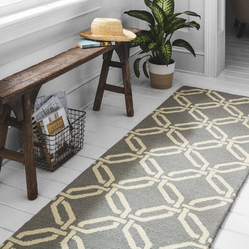 Amazon Brand – Stone & Beam Contemporary Interlocking Rings Wool Runner Rug, 2' 3" x 7' 6", Light Blue