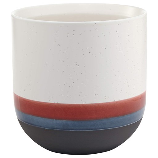 Amazon Brand – Rivet Westline Modern Indoor Outdoor Hand Painted Stoneware Planter Flower Pot, 10"H, Red White Blue Black