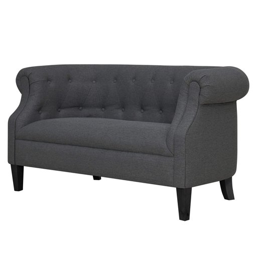 Amazon Brand – Ravenna Home Westcott Tufted Loveseat Sofa Couch, 60"W, Charcoal