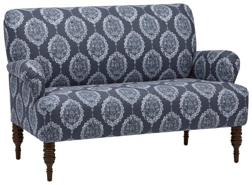 Amazon Brand – Stone & Beam Modern Sweeping Arm Settee, 51"W, Damask Navy