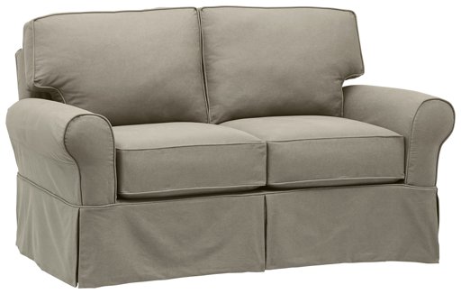 Amazon Brand – Stone & Beam Carrigan Modern Loveseat Sofa Couch with Slipcover, 68"W, Grey Taupe