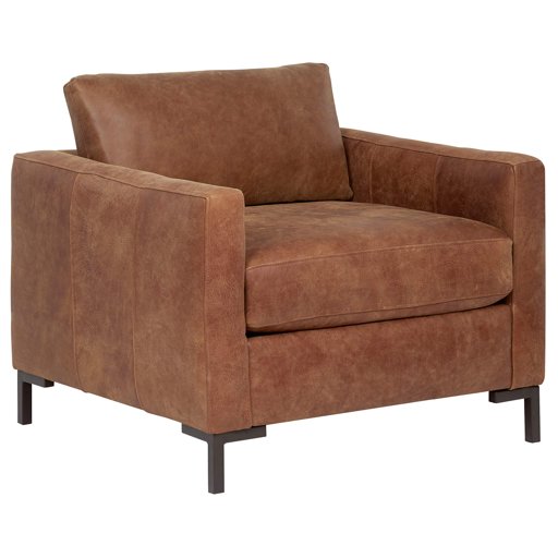 Amazon Brand – Rivet Edgewest Modern Chair, Leather, 34"W, Saddle