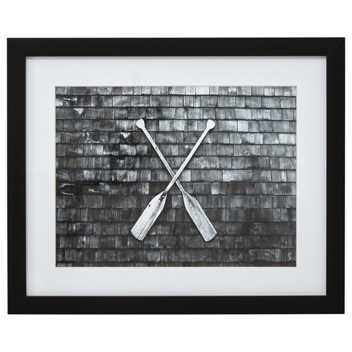 Amazon Brand – Stone & Beam Black and White Crossed Oars Photo Wall Art Decor - 18" x 22" Picture Frame, Black