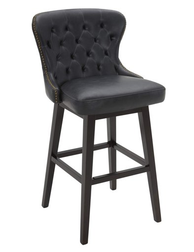 Amazon Brand – Stone & Beam Morgan Faux Leather Memory-Swivel Barstool, 42.1"H, Black