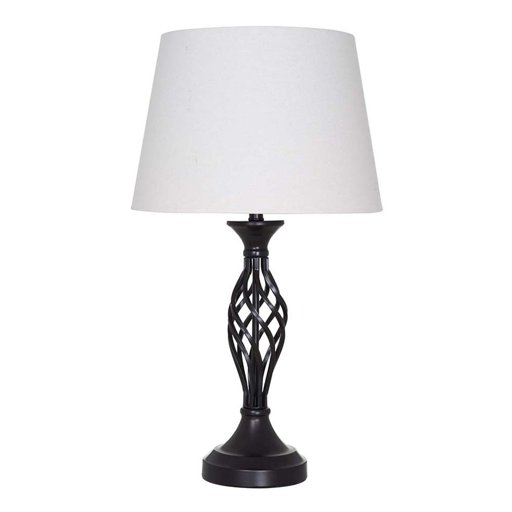 Amazon Brand – Ravenna Home Metal Wrought Iron Cage Living Room Table Lamp With LED Light Bulb - 23.5 Inches, Dark Bronze