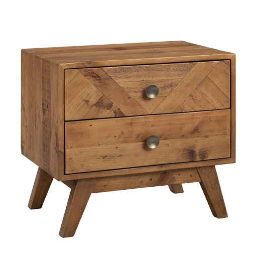 Amazon Brand - Stone & Beam Modern Farmhouse Solid Wood Nightstand with 2 Drawers, 25.5"W, Natural Finish