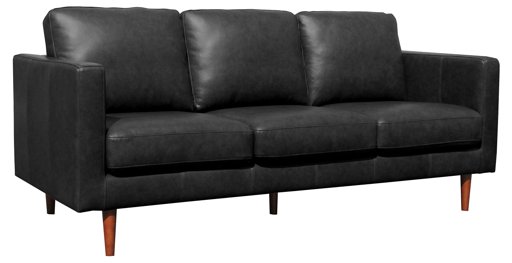 Amazon Brand – Rivet Revolve Modern Leather Sofa Couch, 80"W, Black