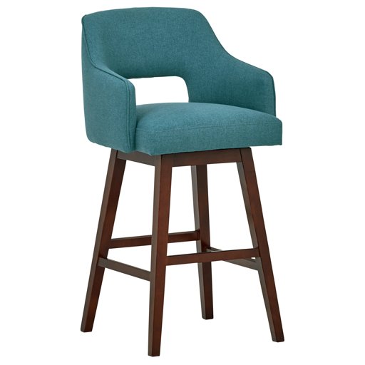 Amazon Brand – Rivet Malida Mid-Century Modern Open Back Swivel Kitchen Bar Stool, 41"H, Aqua