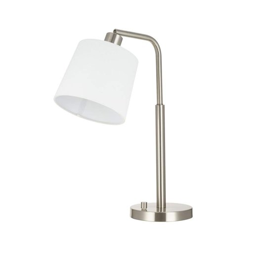 Amazon Brand – Ravenna Home Traditional Metal Downbridge Desk Lamp with Adjustable Shade, LED Bulb Included, 19.25"H, Brushed Nickel