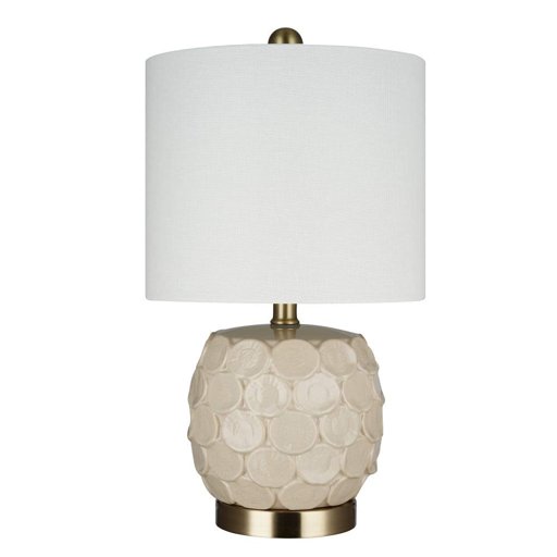 Amazon Brand – Stone & Beam Contemporary 2-Tone Floral Textured Ceramic Table Lamp, LED Bulb Included, 17.75"H, Beige