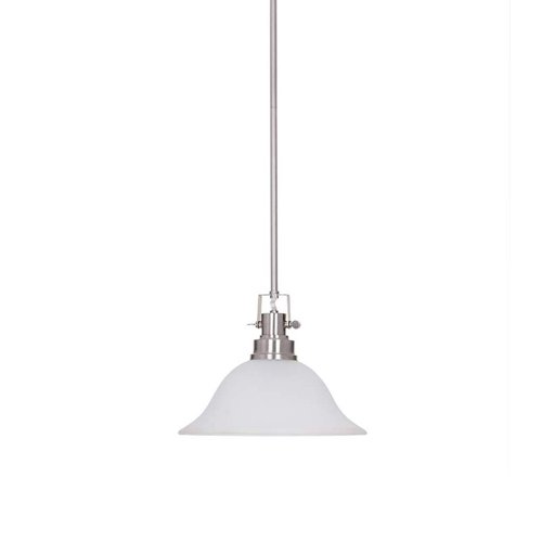 Ravenna Home Frosted Glass Pendant Light Fixture with LED Light Bulb - 12.25 x 12.25 x 53.50 Inches, Brushed Nickel