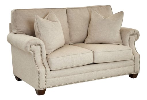 Amazon Brand – Stone & Beam Cedar Upholstered Loveseat Sofa Couch with Nailheads, 67"W,Oat Beige