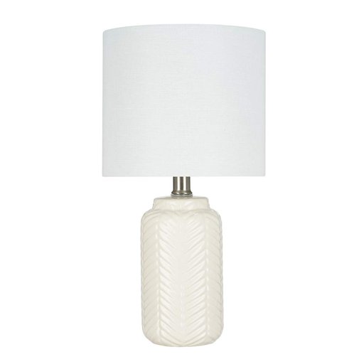 Amazon Brand – Ravenna Home Chevron-Patterned Table Lamp, Bulb Included, 15"H, Cannoli Cream