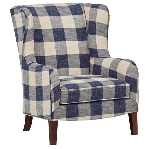 Amazon Brand – Stone & Beam Sadie Living Room Wingback Accent Chair, 33"W, Indigo Blue Plaid