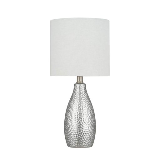 Amazon Brand – Ravenna Home Textured Ceramic Base Table Lamp with LED Light Bulb, 18"H, Silver - 20465-002