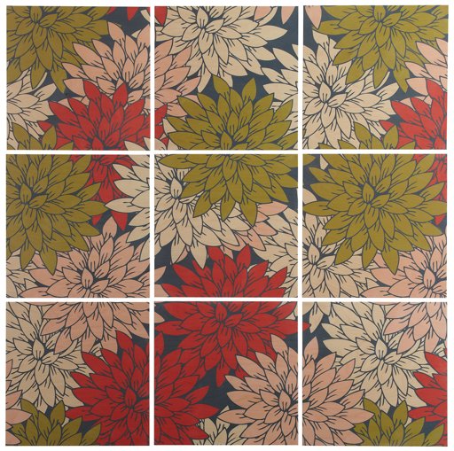 Amazon Brand – Rivet 9-Piece Floral Red and Green Art Print Mural on Wood, 48" x 48"