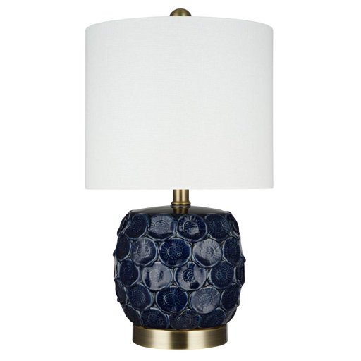 Amazon Brand – Stone & Beam Contemporary 2-Tone Textured Ceramic Table Lamp, LED Bulb Included, 17.75"H, Blueprint Blue