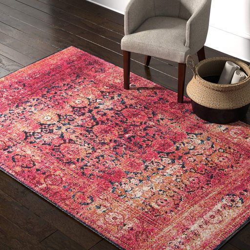 Amazon Brand – Rivet Vibrant Medallion Rug, 5' x 8', Pink