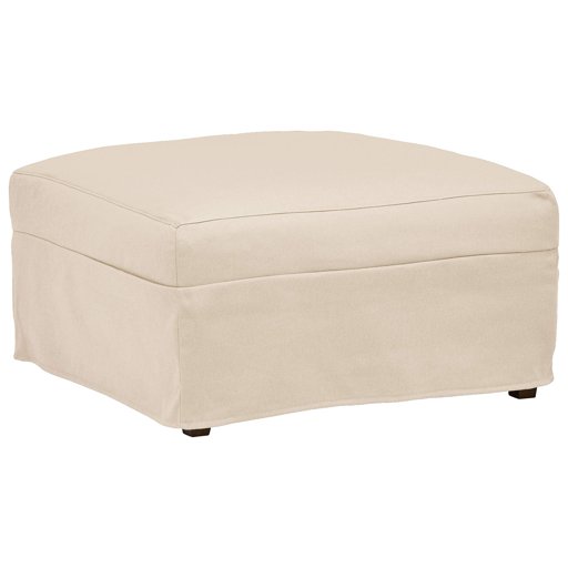 Amazon Brand – Stone & Beam Andover Slipcover Square Ottoman, 33"W, Cream Fabric