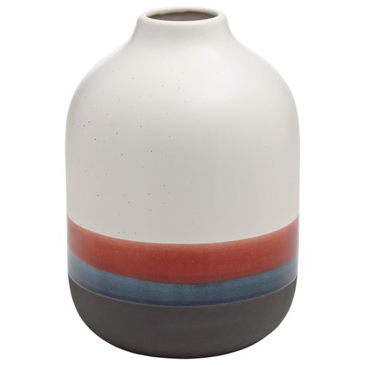 Amazon Brand – Rivet Westline Modern Indoor Outdoor Hand-Painted Stoneware Flower Vase, 9.5"H, Red White Blue Black