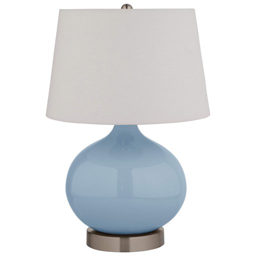 Amazon Brand – Stone & Beam Ceramic Bedside Table Lamp With Light Bulb And White Shade, 20"H, Slate Blue