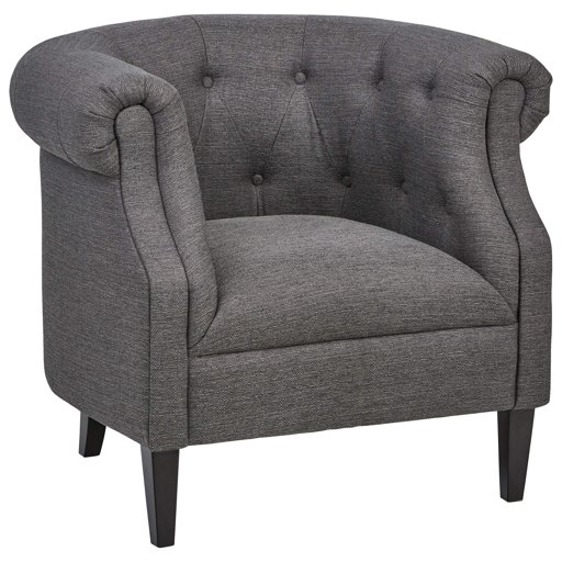 Amazon Brand – Ravenna Home Westcott Curved Tufted Rolled Arm Accent Chair, 34"W, Charcoal