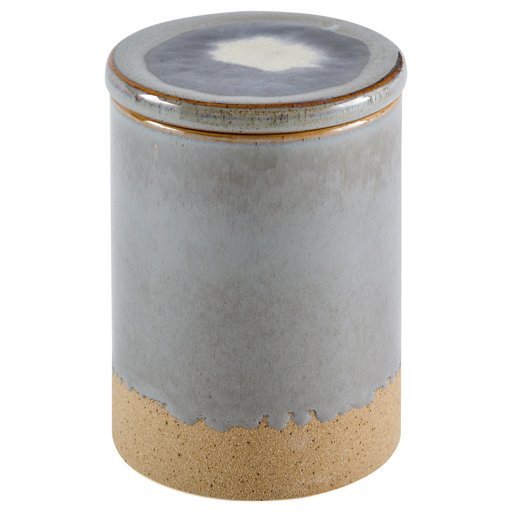 Amazon Brand – Stone & Beam Organic-Shape Stoneware Round Decorative Organizer Box, 6.4 Inch Height, Blue and Gray