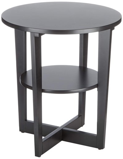 Marca Amazon - Rivet - Mesa de centro redonda con estante, 50 x 50 x 55 cm, negro
