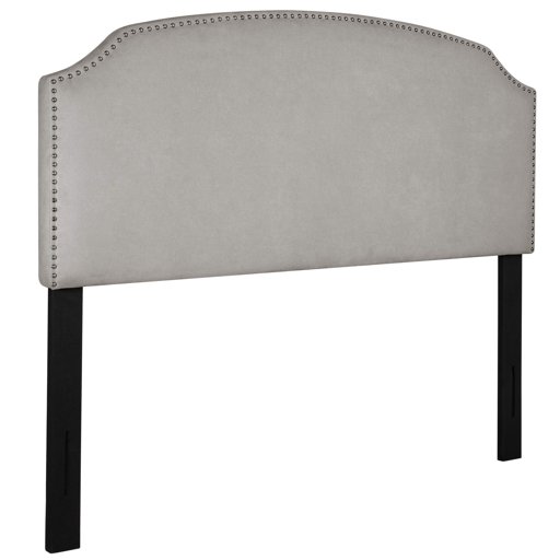 Amazon Brand – Rivet Curved Upholstered Headboard with Nailhead Trim, Queen, 60"W, Gray
