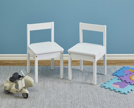 AmazonBasics Solid Wood Kid Chair Set, White, 26.5 inch, 2-Pack