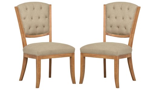 Amazon Brand – Stone & Beam Bergen Tufted Dining Room Kitchen Chairs, 38.6"H, Set of 2, Hemp Beige, Wood Oak