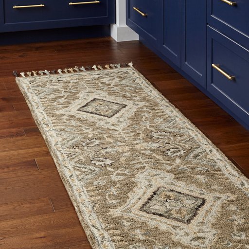 Amazon Brand – Stone & Beam Vero Medallion Wool Runner Rug, 2' 6" x 8', Neutral Multi