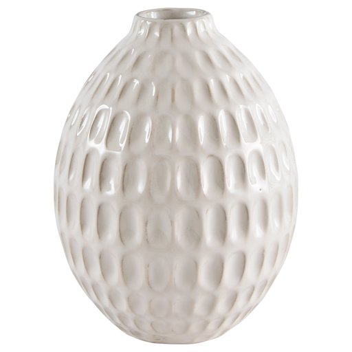Amazon Brand – Stone & Beam Modern Oval Pattern Decorative Stoneware Vase, 6.6 Inch Height, Off-White
