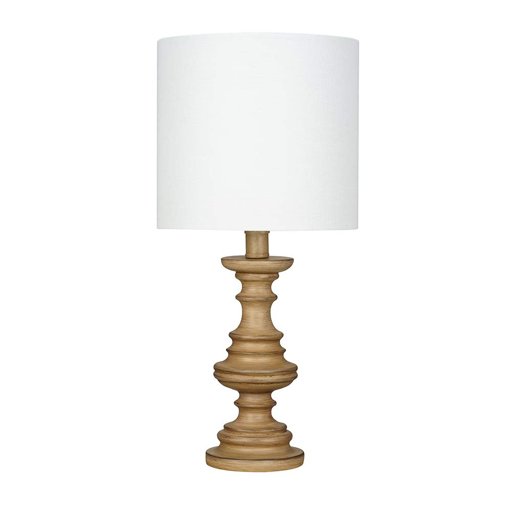 Amazon Brand – Ravenna Home Faux Wood Table Lamp with LED Light Bulb, 18"H, Oak