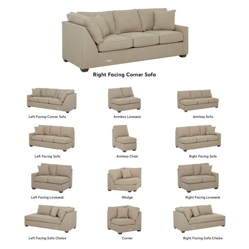 Amazon Brand – Stone & Beam Bagley Sectional Component, Right-Facing Corner Sofa, Fabric, 90"W, Dove