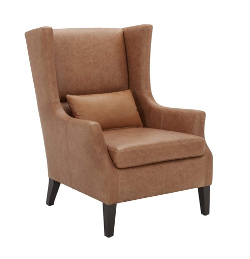 Amazon Brand – Stone & Beam Wingard Leather Wingback Accent Chair, 32.3"W, Cognac