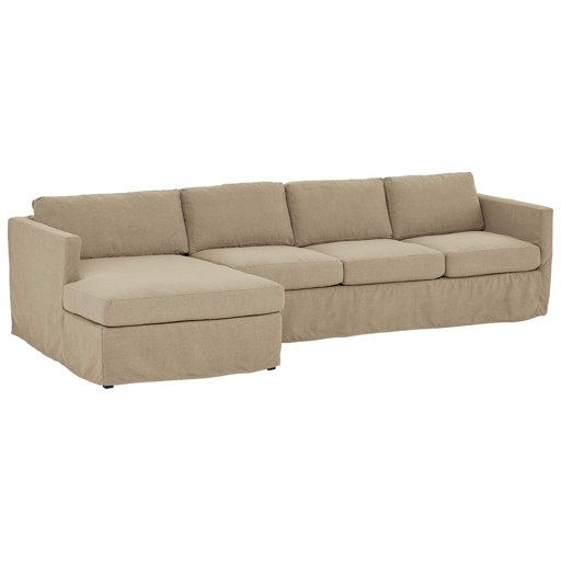 Amazon Brand – Stone & Beam Andover Slipcover Left-Facing Sofa-Chaise Sectional, 126"W, Dove Fabric