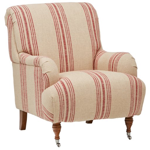 Amazon Brand – Stone & Beam Aubree Farmhouse Accent Arm Chair, 32"W, Striped Red Linen