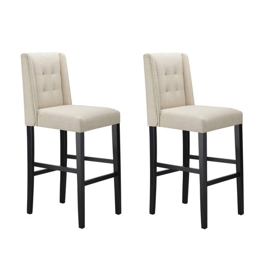Amazon Brand – Ravenna Home Modern upholstery Bar Stool with Back, 30" seat Height, Beige, Set of 2