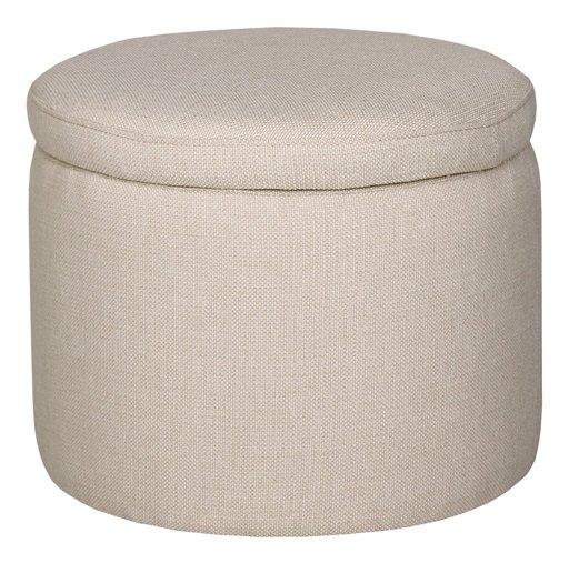 Amazon Brand – Rivet Madison Modern Fabric Round Lift-Top Storage Tray Ottoman Pouf, 19.7"W, Marshmallow