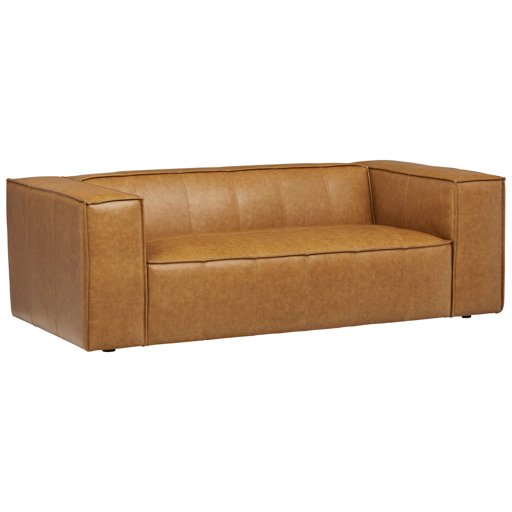 Amazon Brand – Rivet Thomas Modern Leather Sofa Couch, 81.5"W, Caramel