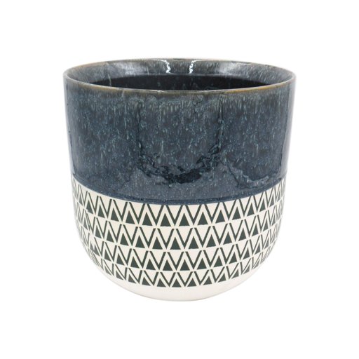 Amazon Brand – Stone & Beam Mid-Century Two-Toned Planter, 10.53"H, Indigo Blue
