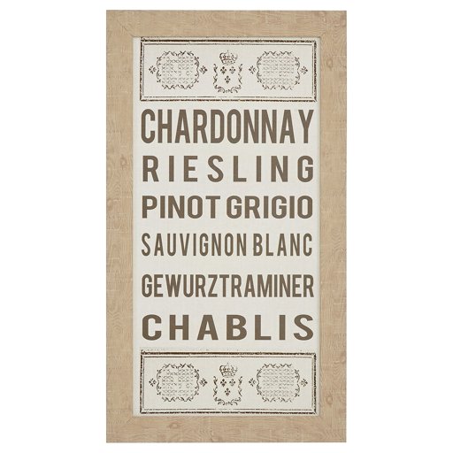 Amazon Brand – Stone & Beam Vintage White and Beige White Wine List, Beige Frame, 15" x 27"