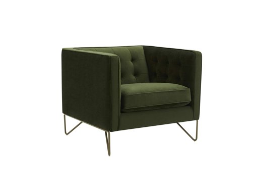 Amazon Brand – Rivet Brooke Contemporary Mid-Century Modern Tufted Velvet Living Room Chair, 35"W, Emerald