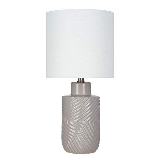 Amazon Brand – Rivet Table Lamp with Textured Ceramic Base, Bulb Included, 20"H, Gray