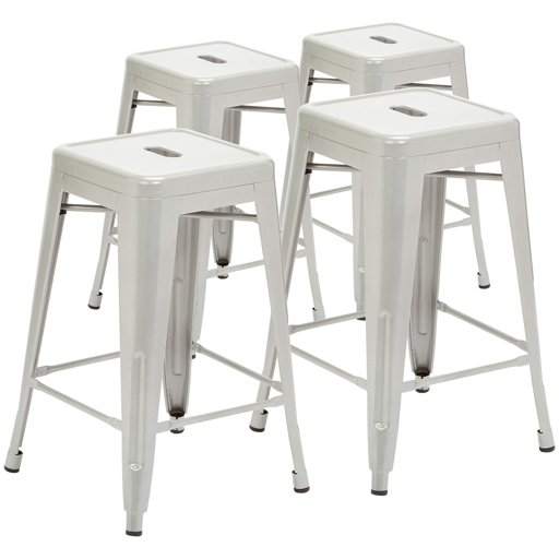 Pioneer Square BT3503-24-SI Counter Stool, 24", Silver