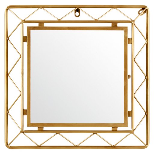 Amazon Brand – Rivet Modern Metal Lattice-Work Square Hanging Wall Mirror, 16.25 Inch Height, Gold Finish