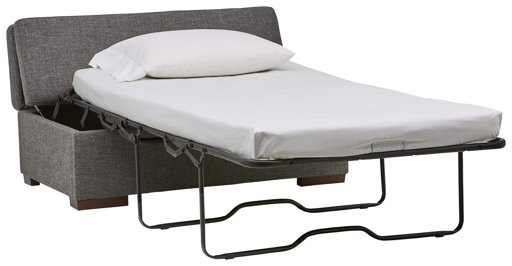 Rivet Fold Modern Ottoman Sofa Bed, 48"W, Dark Grey